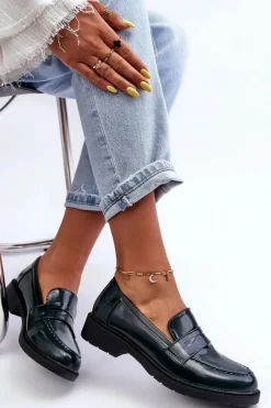 Outlet Klasyczne Damskie Mokasyny Zielone Faradays Damskie Mokasyny Damskie Skórzane|Mokasyny Na Platformie