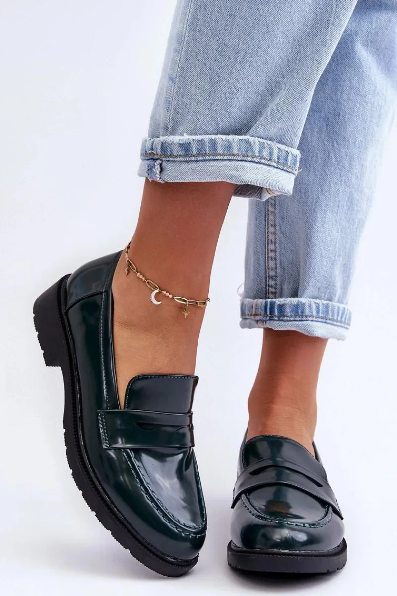 Outlet Klasyczne Damskie Mokasyny Zielone Faradays Damskie Mokasyny Damskie Skórzane|Mokasyny Na Platformie