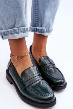 Outlet Klasyczne Damskie Mokasyny Zielone Faradays Damskie Mokasyny Damskie Skórzane|Mokasyny Na Platformie