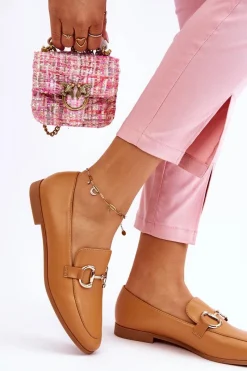 Best Boto Klasyczne Damskie Mokasyny Z Ozdobą Camel Jamie