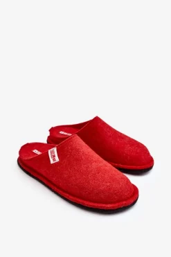 Best Klasyczne Damskie Papcie Big Star KK276012 Czerwone Damskie Kapcie Klasyczne