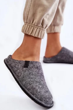 Kapcie Klasyczne>Big Star Shoes Klasyczne Damskie Papcie Big Star KK276014 Szare Szary