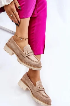 Boto Klasyczne Damskie Półbuty Mokasyny Beżowe Kolton