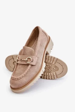 Boto Klasyczne Damskie Półbuty Mokasyny Beżowe Kolton