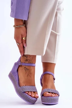 Sandały Na Koturnie>Boto Klasyczne Damskie Sandały Na Koturnie Fioletowe Malmo