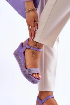 Sandały Na Koturnie>Boto Klasyczne Damskie Sandały Na Koturnie Fioletowe Malmo