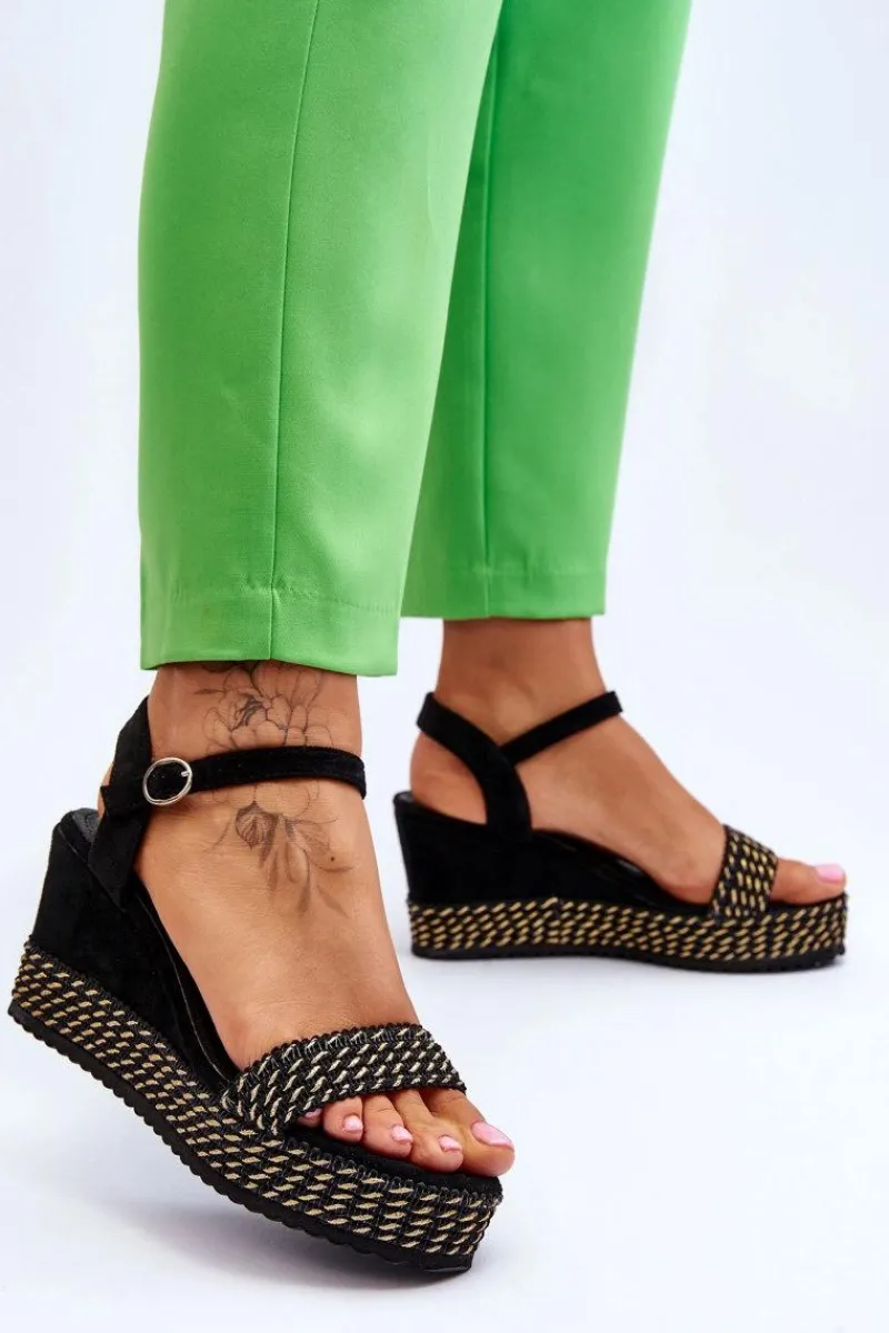 Clearance Boto Klasyczne Damskie Sandały Na Koturnie Czarne Malmo