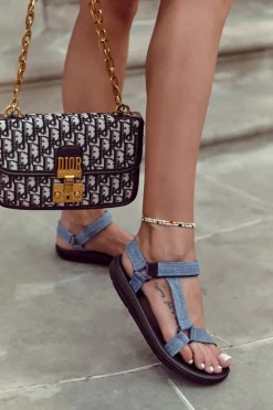 Sale Boto Klasyczne Damskie Sandały Na Rzepy Jasnoniebieskie Kalla