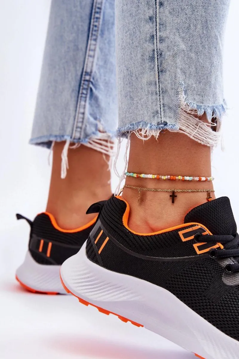 New Klasyczne Damskie Sportowe Buty Sznurowane Czarno-Pomarańczowe Darla Damskie Buty Sportowe Na Platformie|Sneakersy Damskie
