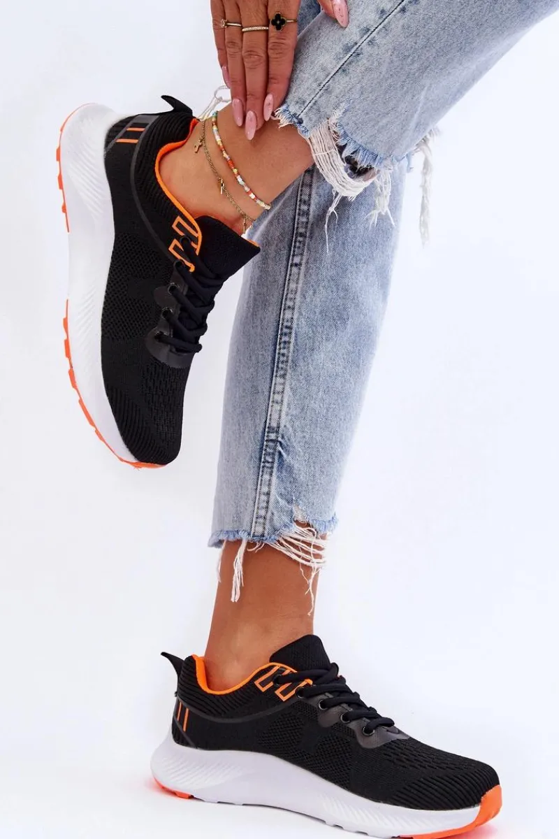 New Klasyczne Damskie Sportowe Buty Sznurowane Czarno-Pomarańczowe Darla Damskie Buty Sportowe Na Platformie|Sneakersy Damskie