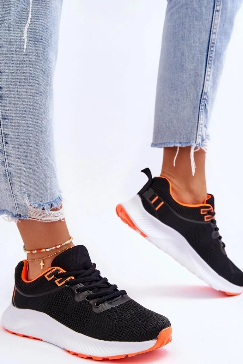 New Klasyczne Damskie Sportowe Buty Sznurowane Czarno-Pomarańczowe Darla Damskie Buty Sportowe Na Platformie|Sneakersy Damskie