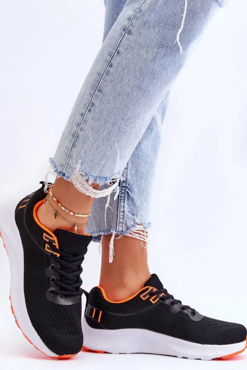 New Klasyczne Damskie Sportowe Buty Sznurowane Czarno-Pomarańczowe Darla Damskie Buty Sportowe Na Platformie|Sneakersy Damskie