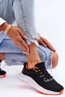 New Klasyczne Damskie Sportowe Buty Sznurowane Czarno-Pomarańczowe Darla Damskie Buty Sportowe Na Platformie|Sneakersy Damskie