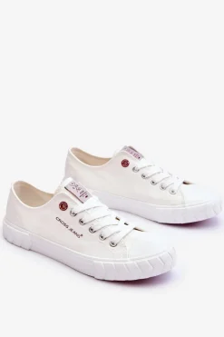 Sale Klasyczne Damskie Trampki LL2R4052 Białe Damskie Trampki Damskie Cross Jeans|Trampki Damskie Niskie