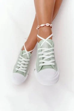 Clearance Big Star Shoes Klasyczne Damskie Trampki BIG STAR HH274112 Zielone