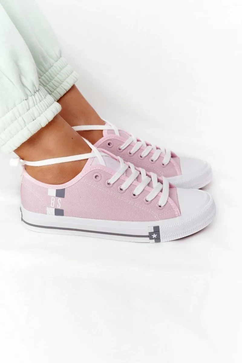 Trampki Damskie Big Star|Trampki Damskie Niskie>Big Star Shoes Klasyczne Damskie Trampki BIG STAR HH274110 Jasny Róż