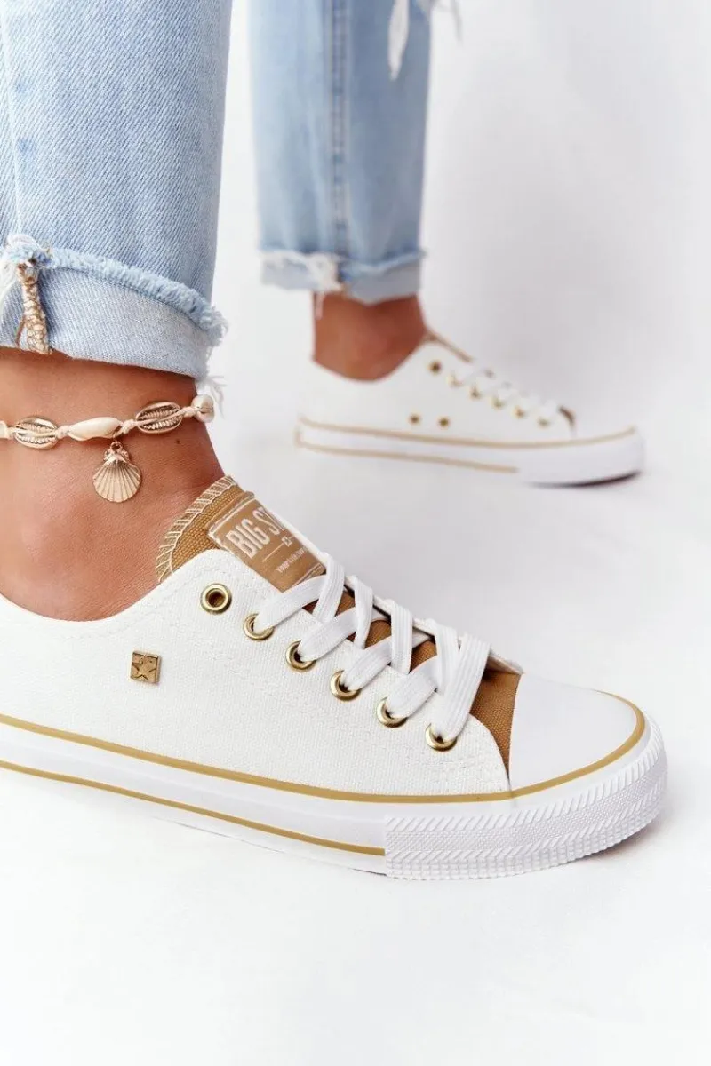 Trampki Damskie Big Star|Trampki Damskie Niskie>Big Star Shoes Klasyczne Damskie Trampki BIG STAR HH274458 Białe