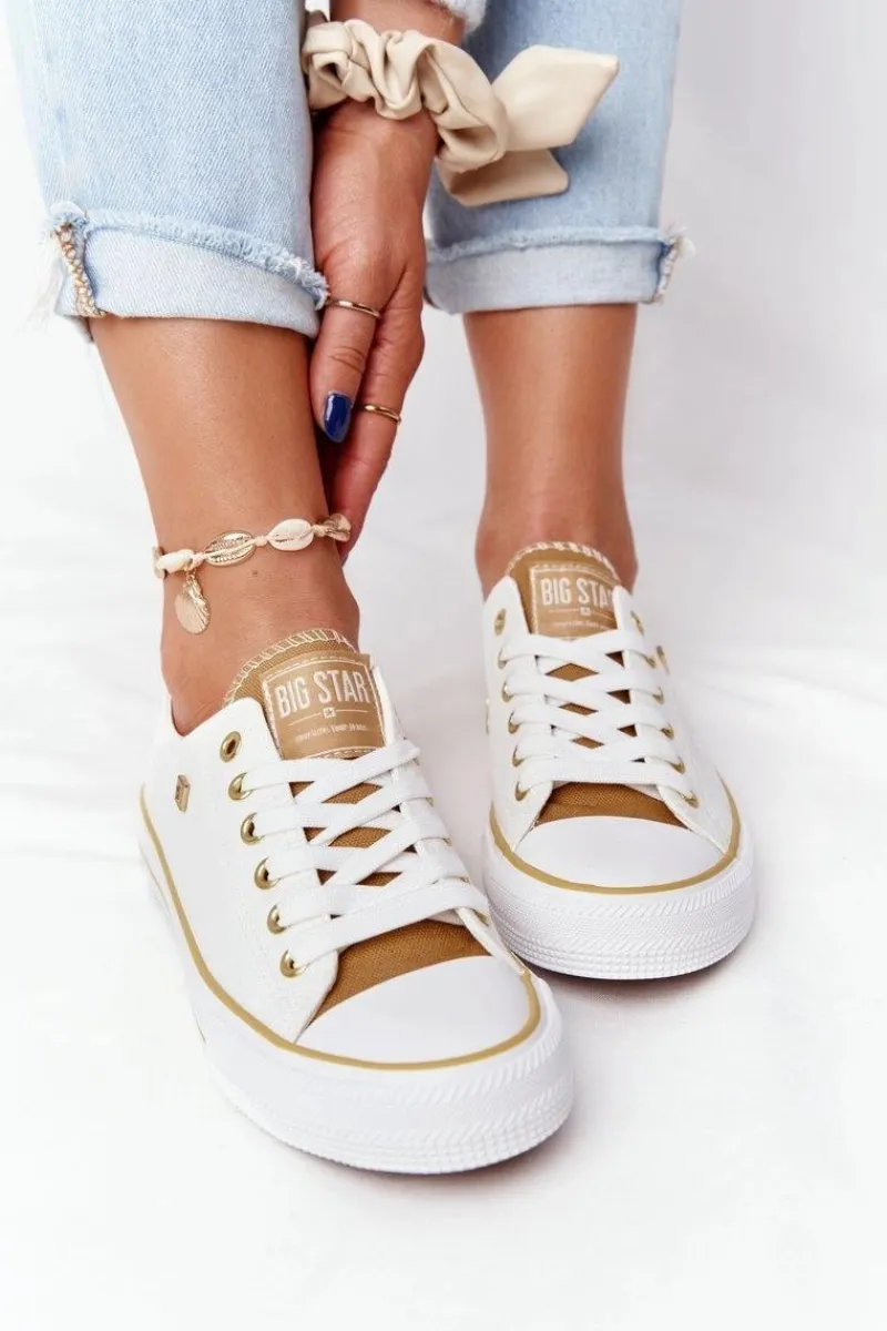 Trampki Damskie Big Star|Trampki Damskie Niskie>Big Star Shoes Klasyczne Damskie Trampki BIG STAR HH274458 Białe