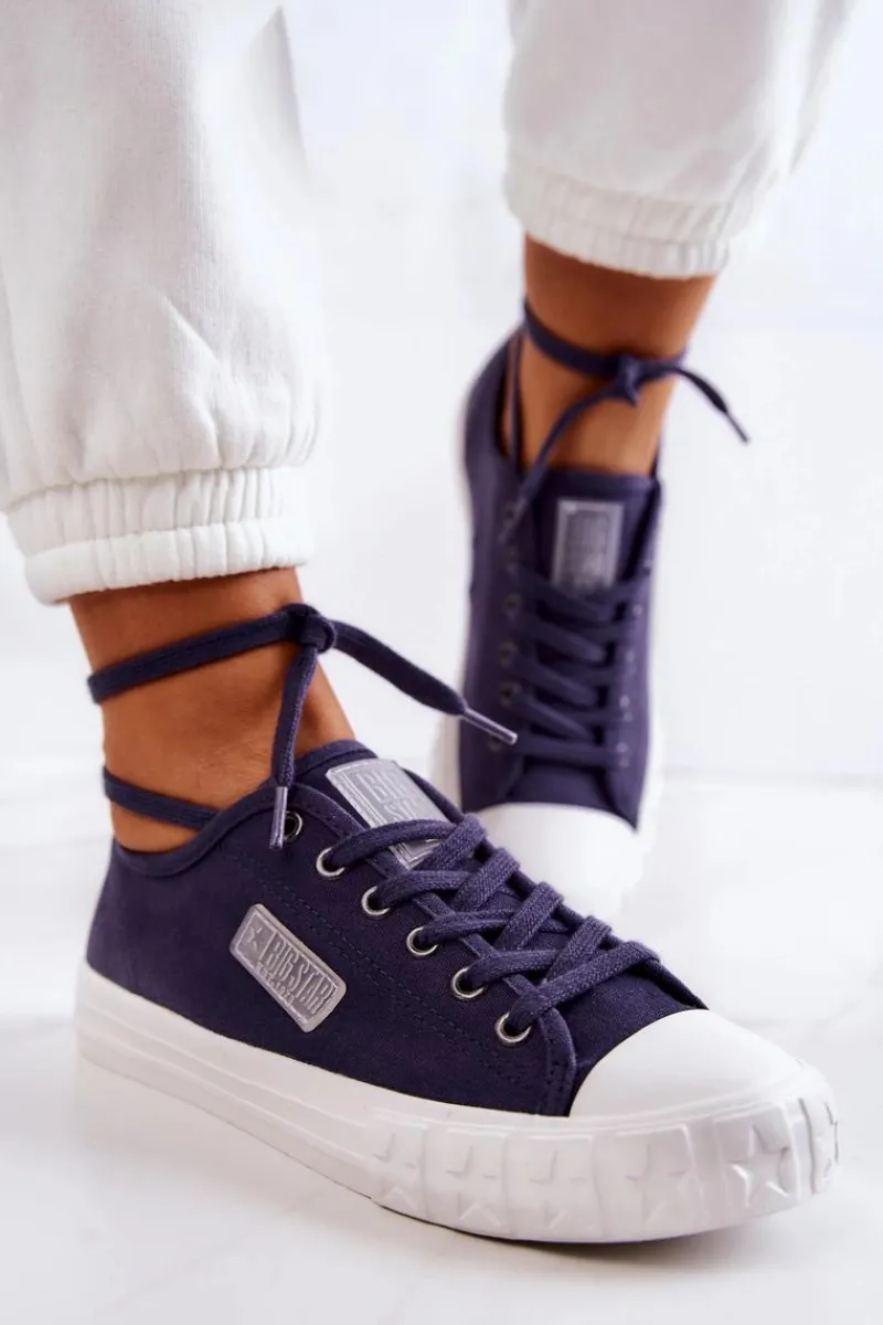 Outlet Klasyczne Damskie Trampki BIG STAR JJ274494 Granatowe Damskie Trampki Damskie Big Star|Trampki Damskie Niskie