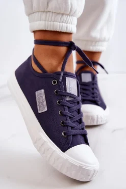 Outlet Klasyczne Damskie Trampki BIG STAR JJ274494 Granatowe Damskie Trampki Damskie Big Star|Trampki Damskie Niskie