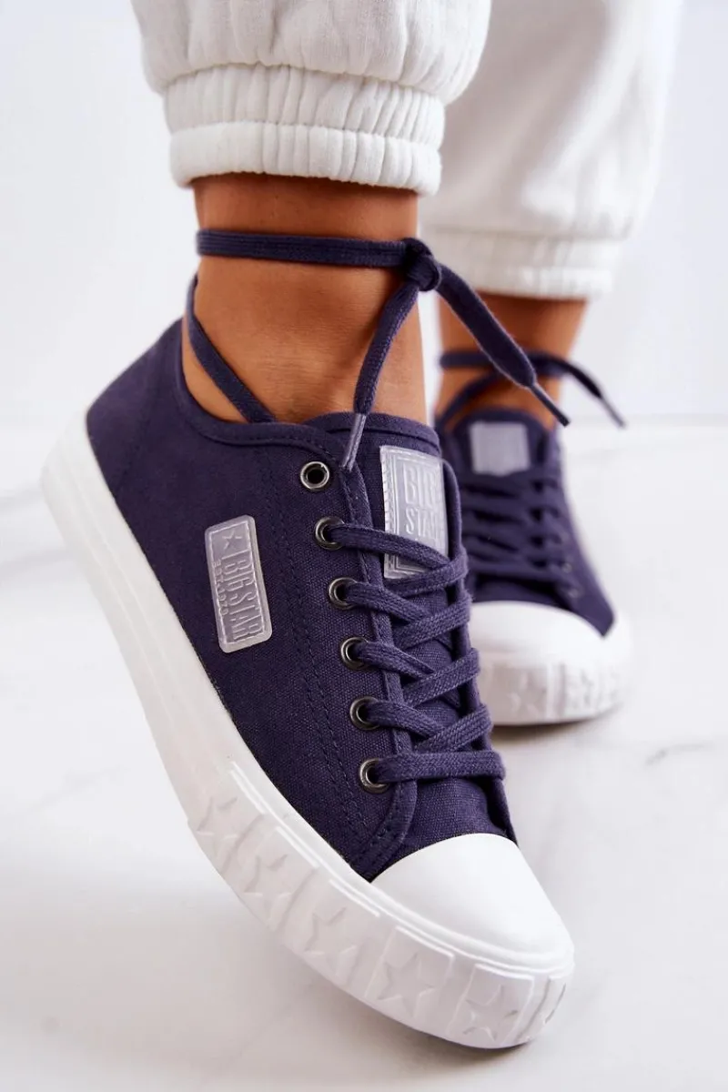 Outlet Klasyczne Damskie Trampki BIG STAR JJ274494 Granatowe Damskie Trampki Damskie Big Star|Trampki Damskie Niskie