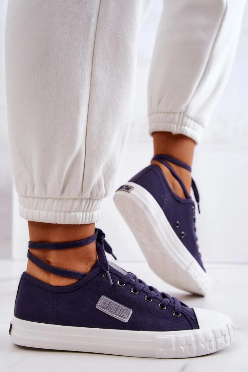 Outlet Klasyczne Damskie Trampki BIG STAR JJ274494 Granatowe Damskie Trampki Damskie Big Star|Trampki Damskie Niskie