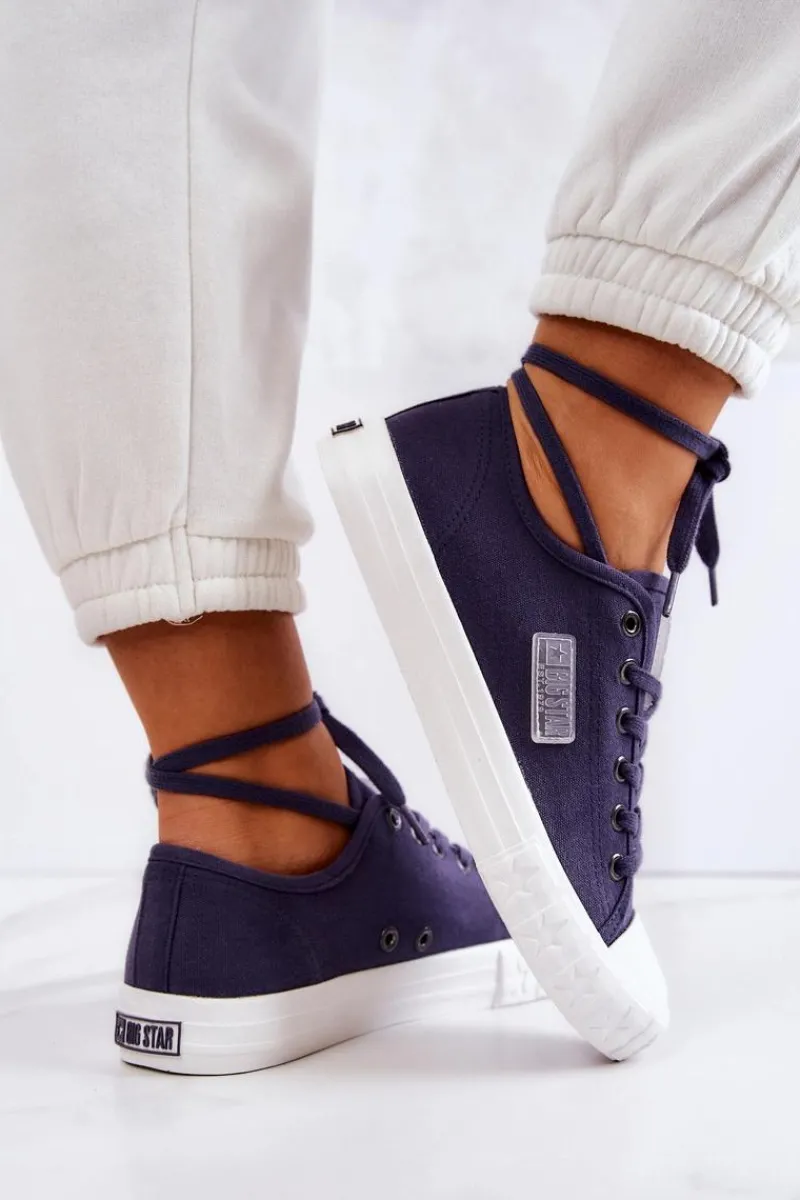 Outlet Klasyczne Damskie Trampki BIG STAR JJ274494 Granatowe Damskie Trampki Damskie Big Star|Trampki Damskie Niskie