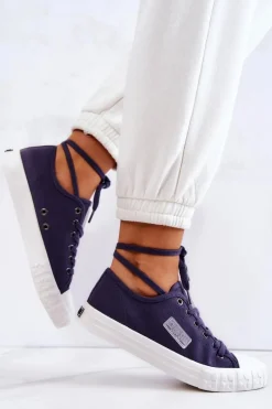 Outlet Klasyczne Damskie Trampki BIG STAR JJ274494 Granatowe Damskie Trampki Damskie Big Star|Trampki Damskie Niskie