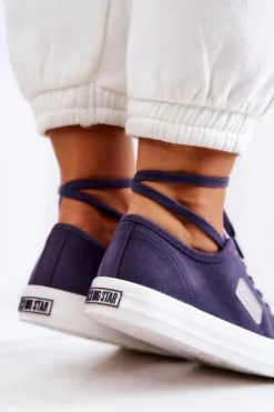 Outlet Klasyczne Damskie Trampki BIG STAR JJ274494 Granatowe Damskie Trampki Damskie Big Star|Trampki Damskie Niskie