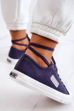 Outlet Klasyczne Damskie Trampki BIG STAR JJ274494 Granatowe Damskie Trampki Damskie Big Star|Trampki Damskie Niskie