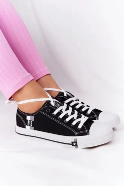 Discount Klasyczne Damskie Trampki BIG STAR HH274108 Czarne Damskie Trampki Damskie Big Star|Trampki Damskie Niskie