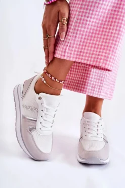 Best Boto Klasyczne Damskie Wiązane Buty Sportowe Białe Elenes