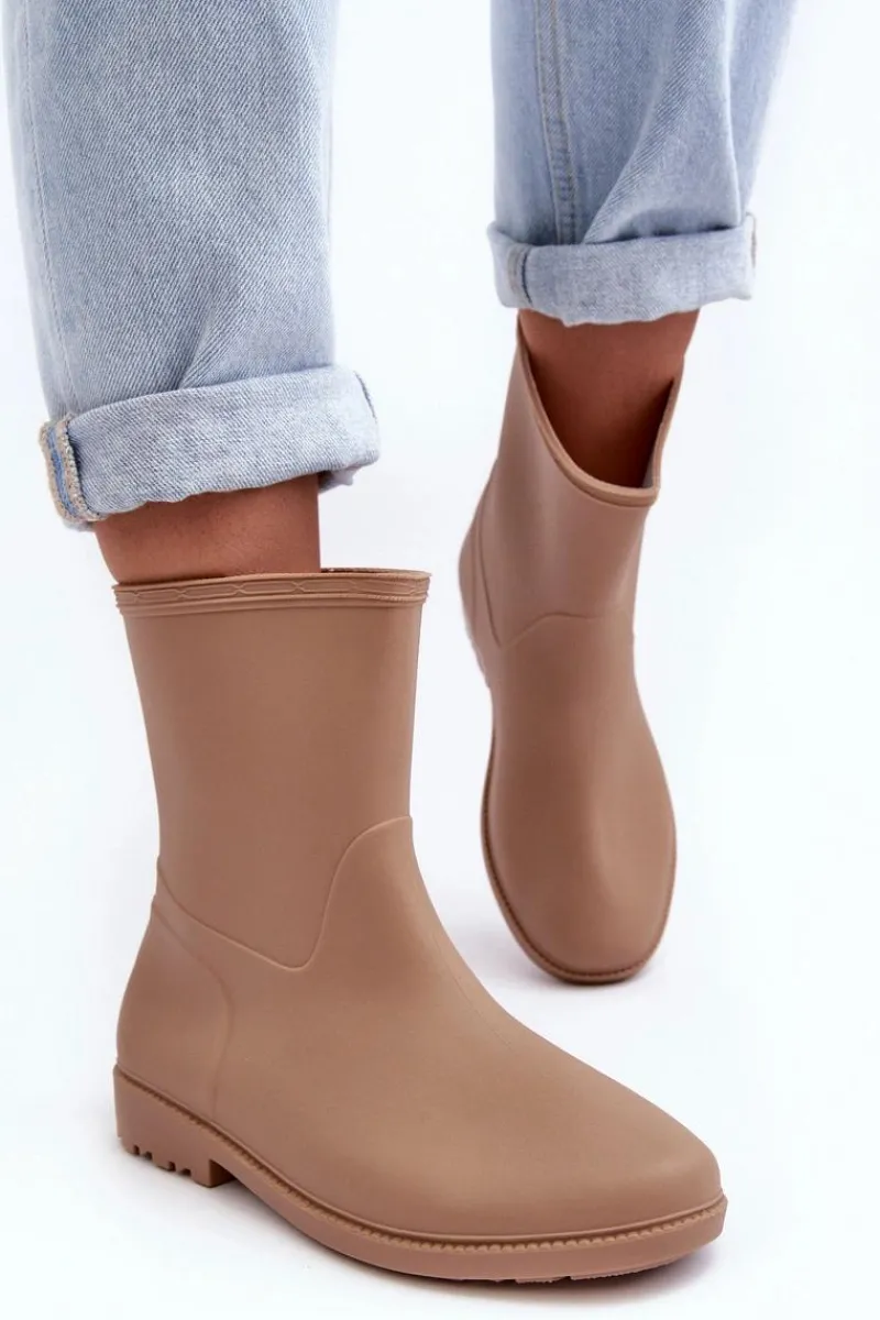 Kalosze Damskie>Boto Klasyczne Damskie Wsuwane Kalosze Beżowe Solihia