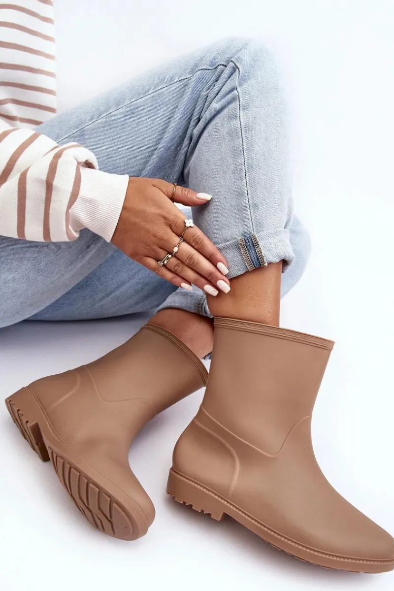 Kalosze Damskie>Boto Klasyczne Damskie Wsuwane Kalosze Beżowe Solihia