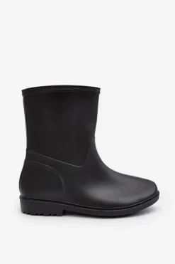 Boto Klasyczne Damskie Wsuwane Kalosze Czarne Solihia Czarny