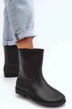Boto Klasyczne Damskie Wsuwane Kalosze Czarne Solihia Czarny
