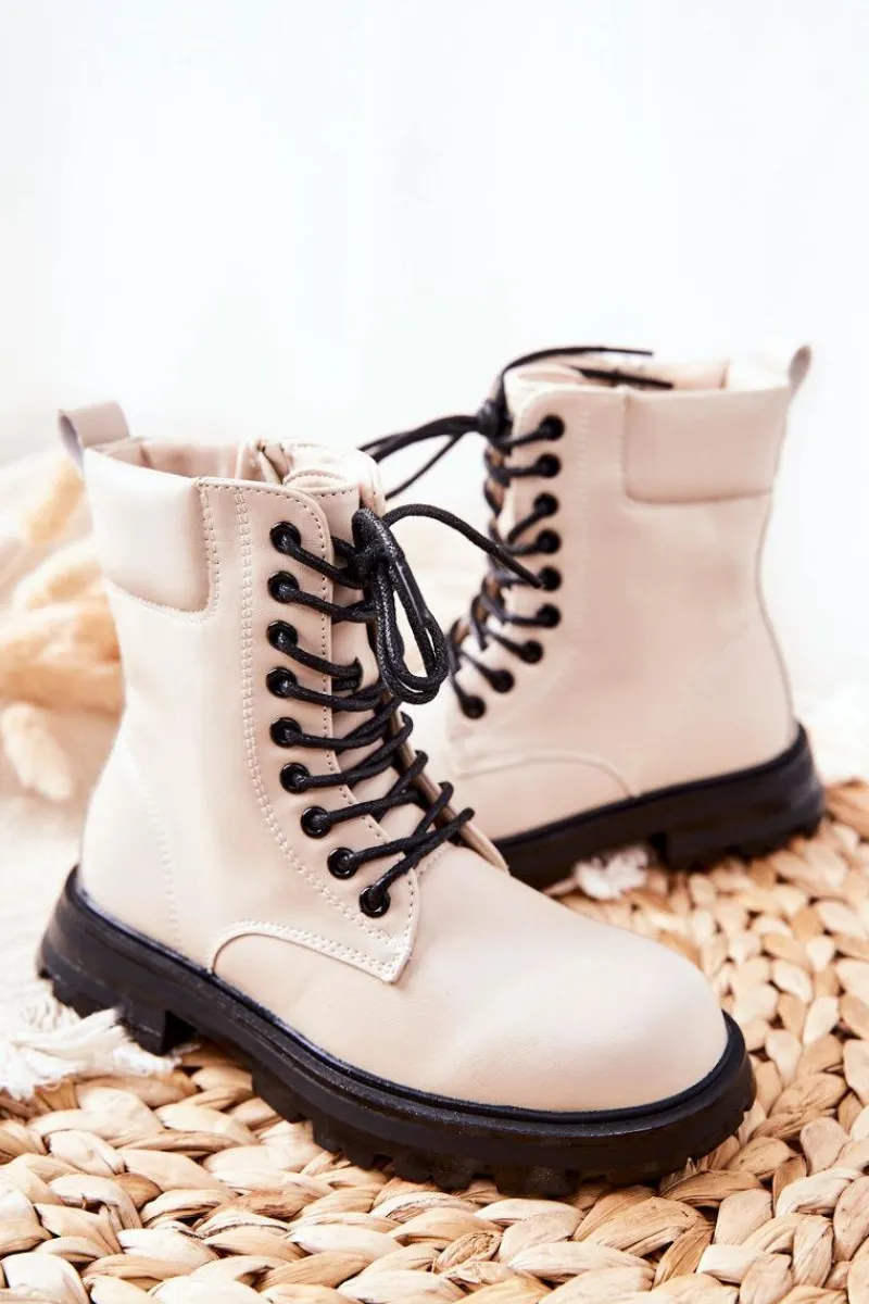 Hot Boto Klasyczne Dziecięce Botki Na Suwak Beżowe Clarika