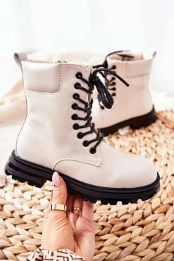 Hot Boto Klasyczne Dziecięce Botki Na Suwak Beżowe Clarika