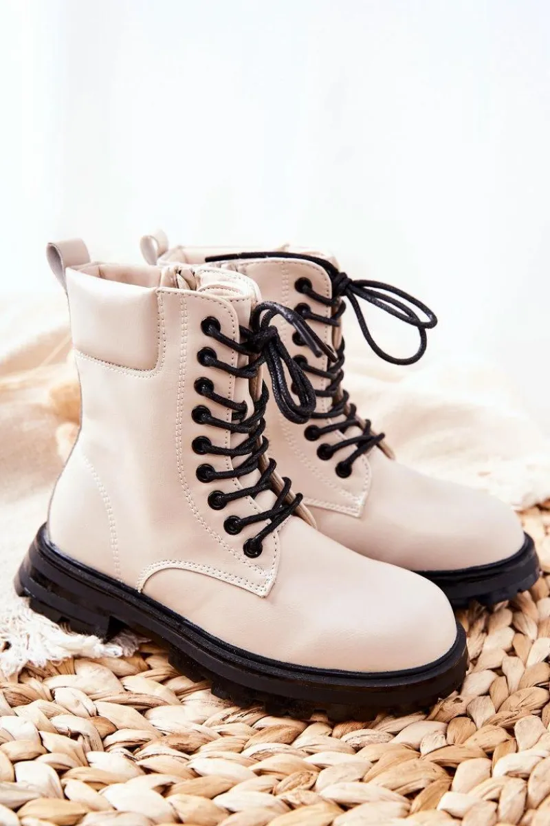 Hot Boto Klasyczne Dziecięce Botki Na Suwak Beżowe Clarika