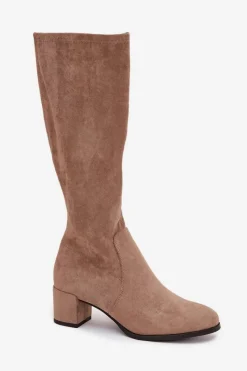 Best Buty Sergio Leone Klasyczne Eko Zamszowe Kozaki Sergio Leone KZ205 Beżowe