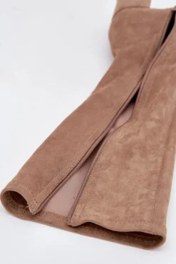 Best Buty Sergio Leone Klasyczne Eko Zamszowe Kozaki Sergio Leone KZ205 Beżowe