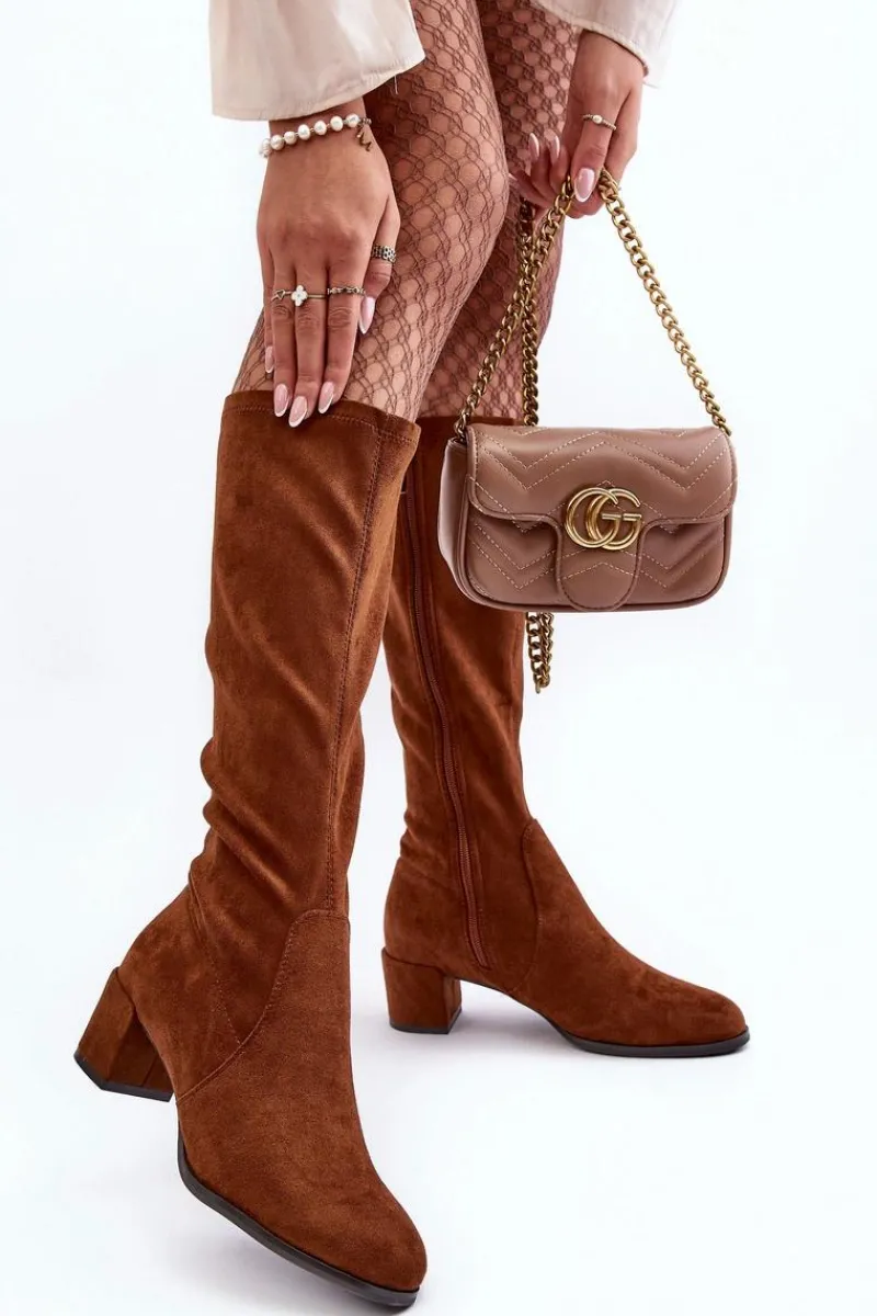 Clearance Buty Sergio Leone Klasyczne Eko Zamszowe Kozaki Sergio Leone KZ205 Brązowe