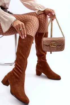 Clearance Buty Sergio Leone Klasyczne Eko Zamszowe Kozaki Sergio Leone KZ205 Brązowe