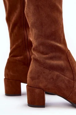 Clearance Buty Sergio Leone Klasyczne Eko Zamszowe Kozaki Sergio Leone KZ205 Brązowe