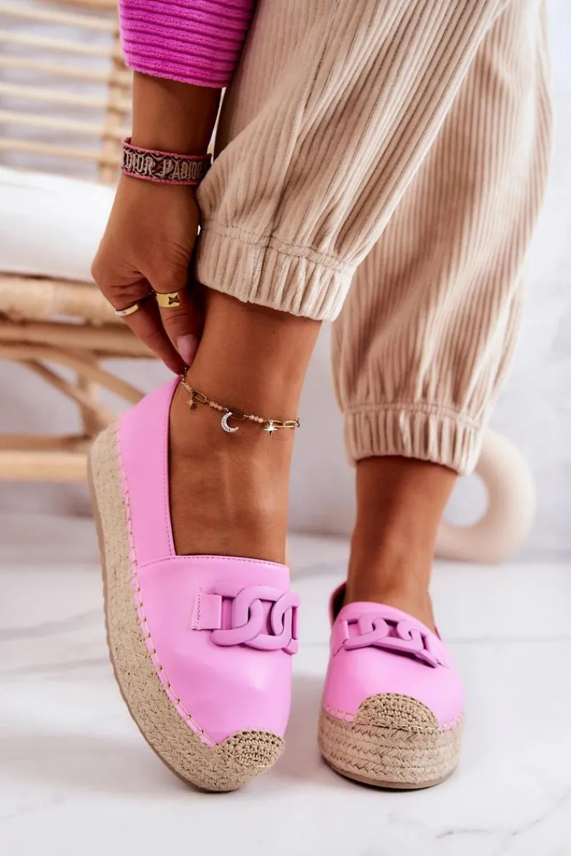 Hot Boto Klasyczne Espadryle Na Platformie Różowe Julianne
