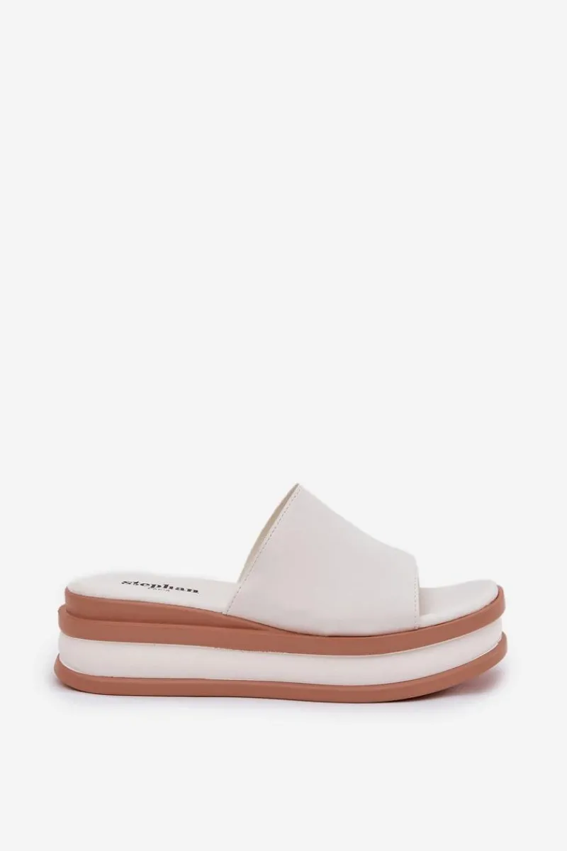 Klapki Na Koturnie|Klapki Na Platformie>Boto Klasyczne Klapki Damskie Na Platformie I Koturnie Białe Florenis