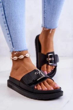 Hot Klasyczne Klapki Damskie Big Star JJ274A307 Czarne Damskie Klapki Damskie Big Star|Klapki Damskie Klasyczne