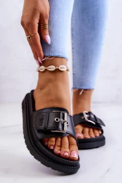 Hot Klasyczne Klapki Damskie Big Star JJ274A307 Czarne Damskie Klapki Damskie Big Star|Klapki Damskie Klasyczne