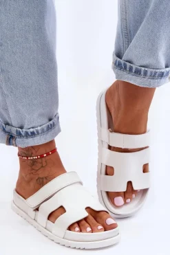 New Boto Klasyczne Klapki Damskie Białe Molie