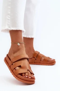 Boto Klasyczne Klapki Damskie Camel Molie